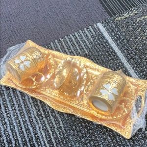 Two Turkish Tea Cups + Sugar Tray